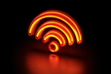 Obraz premium Glowing WiFi signal illustration on reflective surface used for technology purposes
