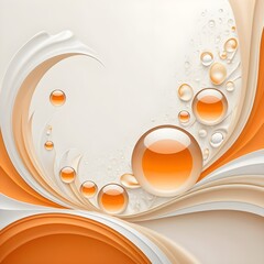 Abstract Orange and Beige Swirls with Glossy Bubbles