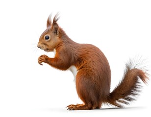 Red Squirrel Profile on White Background