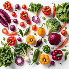 Flat Lay of Fresh Colorful Vegetables