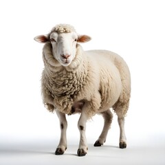White Sheep Standing Against White Background