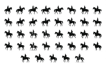 Cavalry Silhouette Clipart Bundle, Cavalry on Horse Vector Silhouettes Set