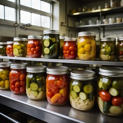 Preserved Vegetables in Glass Jars