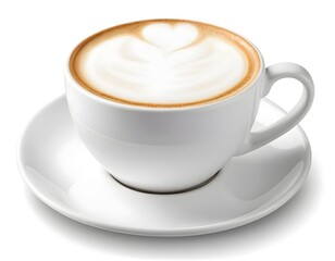Cappuccino in White Cup and Saucer