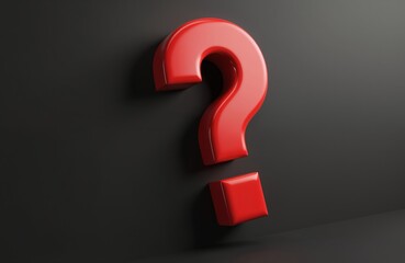 Red question mark isolated on black background. 3D render sign. Asking, answering questions, finding solution, icon for help, support. Business, educational, learning illustration. Ask why,