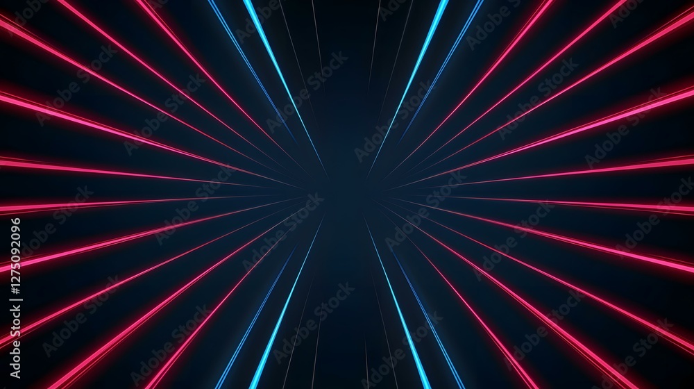 Poster the image contains a dark background with numerous bright pink and light blue lines emanating from a