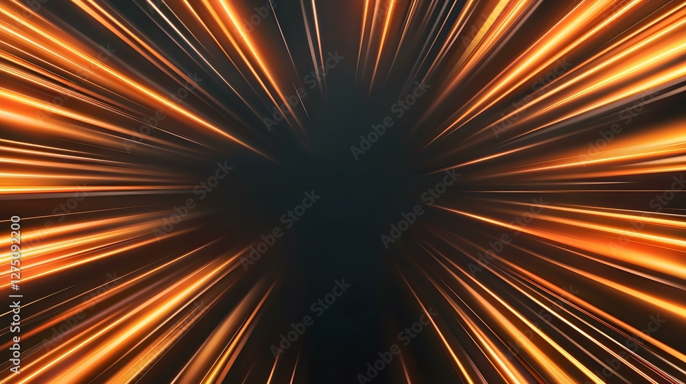 Poster the image contains a dark background with many bright orange lines radiating outwards from the cente