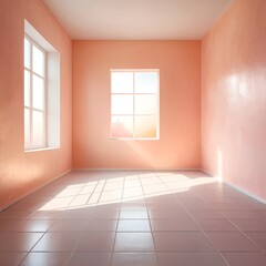 Obraz premium Empty Room with Pink Walls and Sunlight