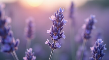 Fototapeta premium A close-up of a lavender sprig with small purple flowers