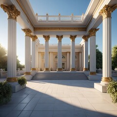 Naklejka premium Majestic Greek-Style Colonnade with Golden Accents