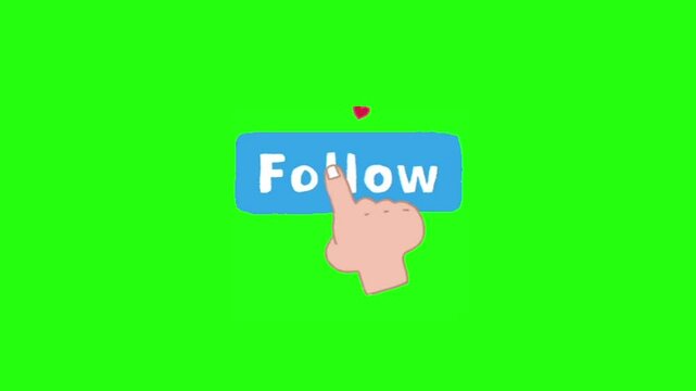 hand press button following green screen background