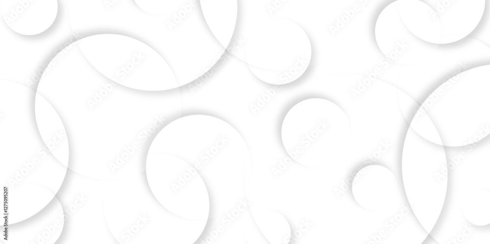 Aufkleber Abstract background with circle white abstract geometric background with soft light white paper circles in design .Gray abstract. Modern design background for report and project presentation template.