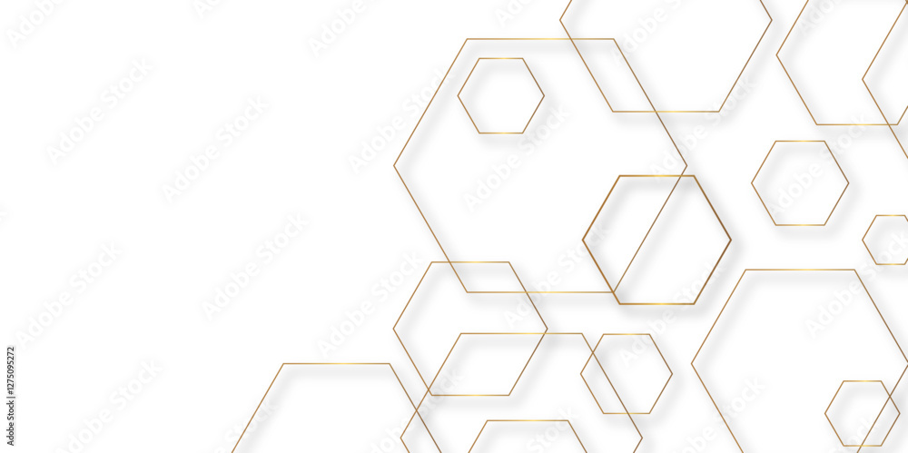 Leinwandbilder Abstract background golden hexagon stock line background. abstract artistic of geometric background Gold gradient abstract seamless vector pattern. Minimal style website banner, decoration Vector.	