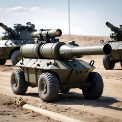 Modern Military Vehicle with Large Caliber Gun
