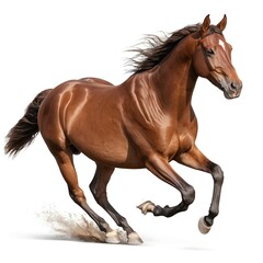 Obraz premium Chestnut Horse Running, Dynamic Pose, Isolated on White