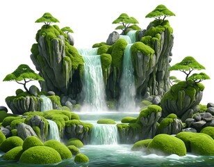 Lush Green Waterfall Oasis