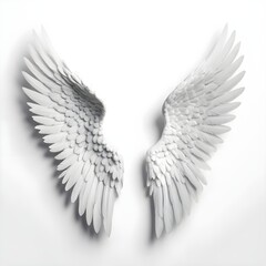 Obraz premium White Angel Wings on White Background