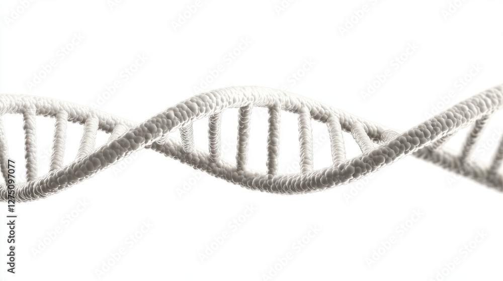 Poster closeup view of striking dna double helix with detailed visible strands and spheres on a soft dark b