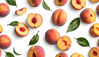 Juicy Peaches and Leaves Pattern