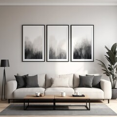 Modern Living Room Interior with Abstract Art and Neutral Decor
