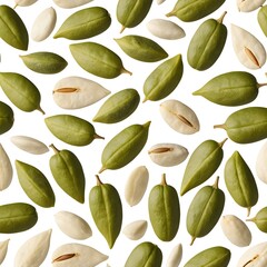 Naklejka premium Floating Jojoba Seeds and Kernels
