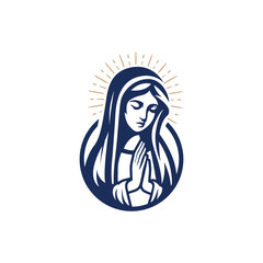 rustic retro mary statue hipster logo design