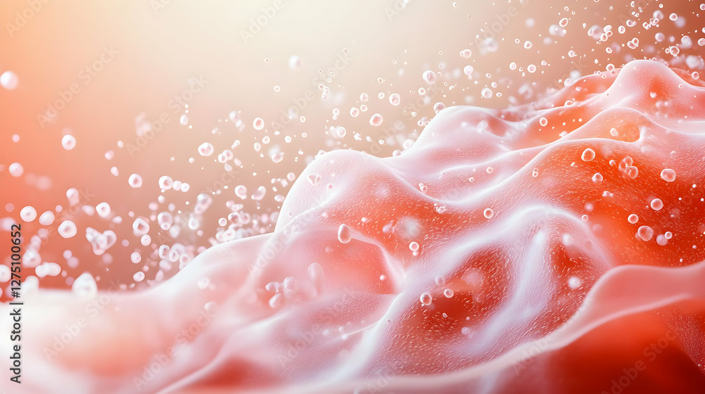 Poster a close-up of vibrant, swirling water droplets creating an abstract and serene effect with soft grad