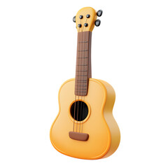 Obraz premium Cartoon Yellow Guitar Emoji Music Instrument 3D