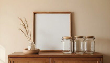 Modern Minimalist Home Decor with Blank Frame