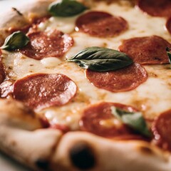Cheesy Italian pizza isolated on transparent background
