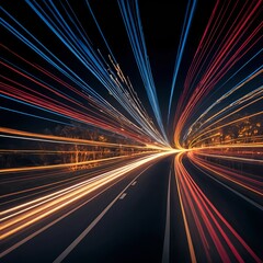 Obraz premium Night Highway Light Trails