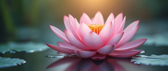 Close-up of a lotus flower with delicate pink petals
