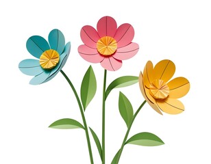 Three Colorful Paper Flowers