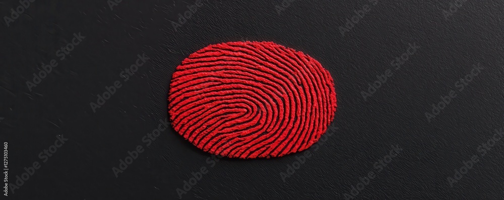 Poster law restriction compliance standards concept. a vivid red fingerprint is displayed on a dark backgro