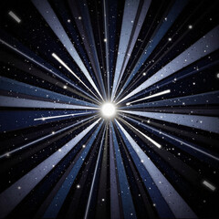 Abstract radial gradient with lens flare and silver rays, technological elegance