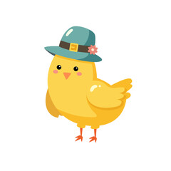 Colorful easter cute chicks birds character.
