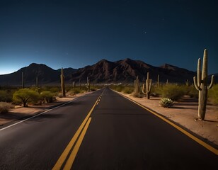 Naklejka premium Desert Highway at Night