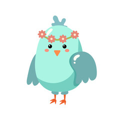 Colorful easter cute chicks birds character.