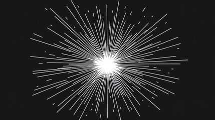 Obraz premium 105.Clean line-art illustration of a classic firecracker design, featuring a starburst effect to indicate explosion, in a flat monochrome style.