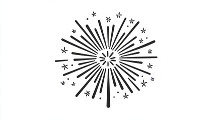 Obraz premium 105.Clean line-art illustration of a classic firecracker design, featuring a starburst effect to indicate explosion, in a flat monochrome style.