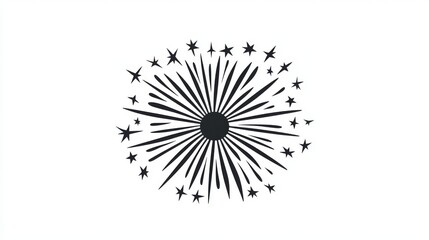 Obraz premium 105.Clean line-art illustration of a classic firecracker design, featuring a starburst effect to indicate explosion, in a flat monochrome style.