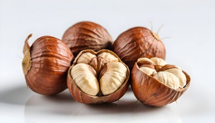 Obraz premium Hazelnuts in Shell and Peeled