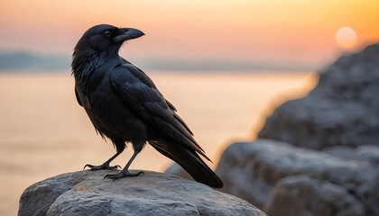 Fototapeta premium Crow at Sunset