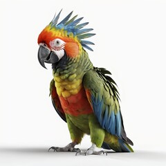 Fototapeta premium Colorful Military Macaw Parrot Isolated on White