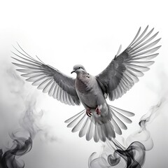 Fototapeta premium Dove in Flight with Smoke