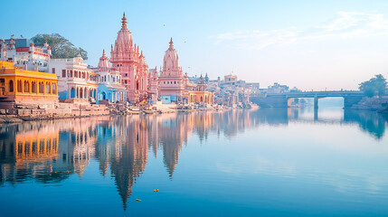 Obraz premium View of Krishna Temple Shree Dwarkadhish Gomti Ghat