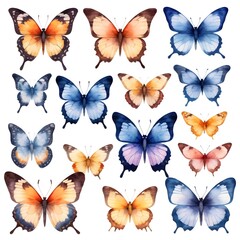 Fototapeta premium Collection of Watercolor Butterflies