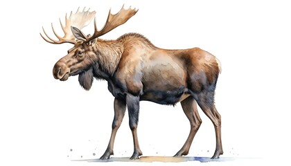 Fototapeta premium Majestic Moose in Watercolor