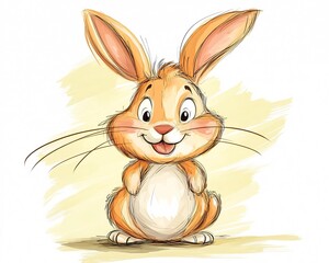 cute bunny with floppy ears in playful cartoon style
