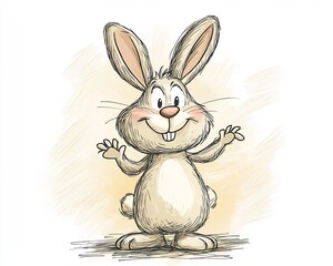 cute bunny with floppy ears in playful cartoon style